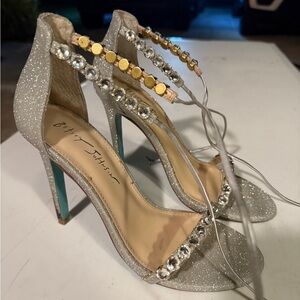 Betsey Johnson Silver Glitter Heels